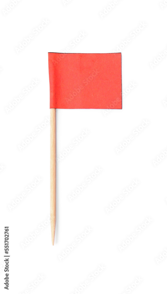 Small red paper flag isolated on white, top view Small red paper flag isolated on white, top view
