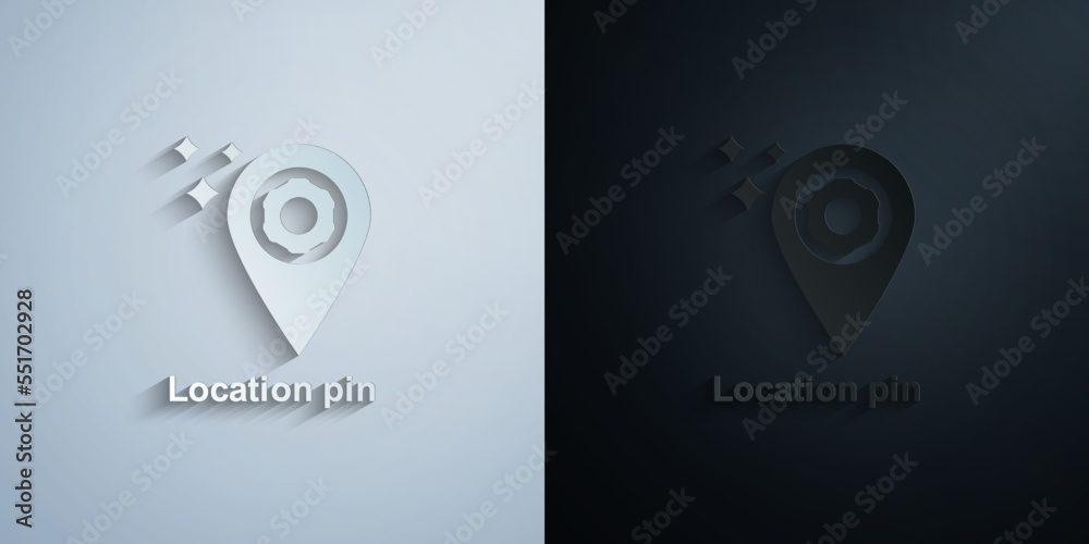 Online marketing, location pin paper icon with shadow vector illustration Online marketing, location pin paper icon with shadow vector illustration