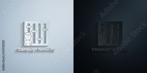 Online marketing, campaign tweaking paper icon with shadow vector illustration