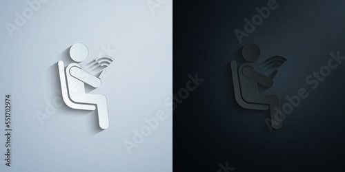 seating place with wifi paper icon with shadow vector illustration