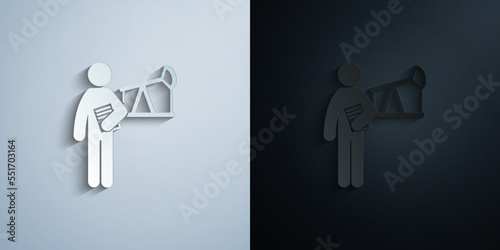 man with oil degree paper icon with shadow vector illustration