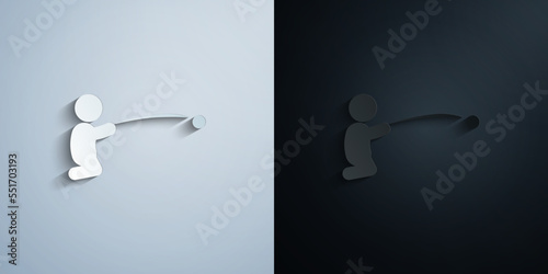 child throws the ball paper icon with shadow vector illustration
