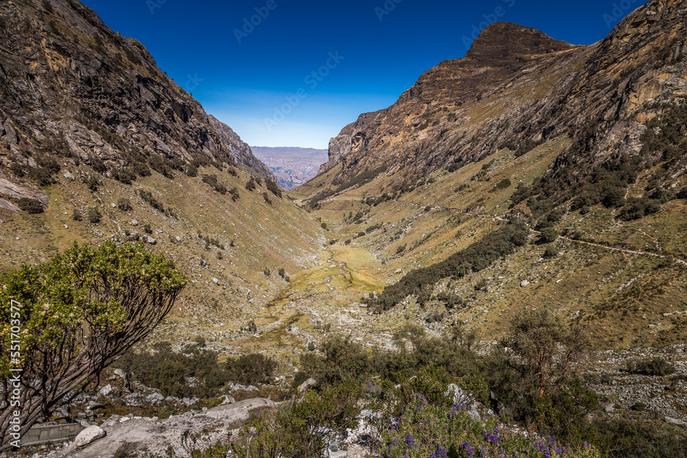Mountain pass in Huascaran, Cordillera Blanca, Ancash, Peru
