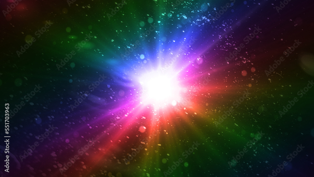 レンズフレア　虹色　プラズマ　宇宙　光　光源