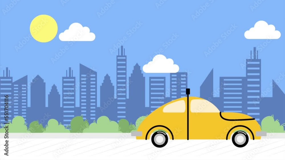 taxi public service on the city animation taxi public service on the city animation