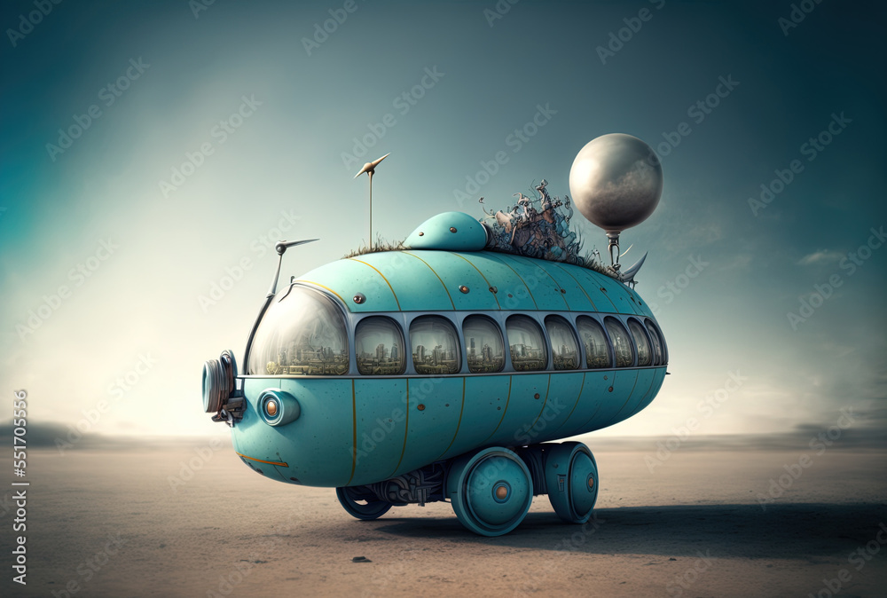 Conceptual transportation using a little automobile. Generative AI