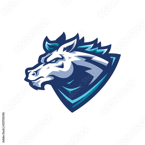 Horse head mascot logo design. Stallion esport illustration