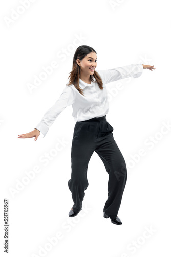 Картината върху платно Asian businesswoman walking with carefully