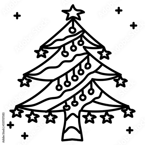 Christmas tree hand drawn icon vector design