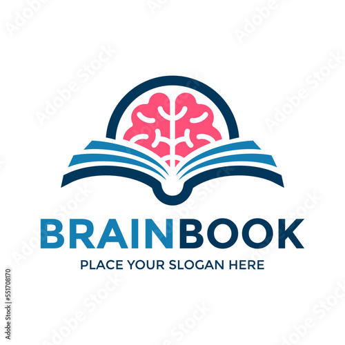 Brain Book Logo Vector.