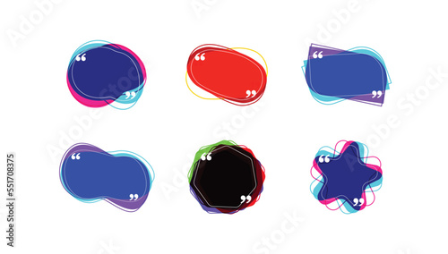 Geometric and Liquid Shapes Quotes Frames, Text Box Quotes, Modern Comment Box Badge Set