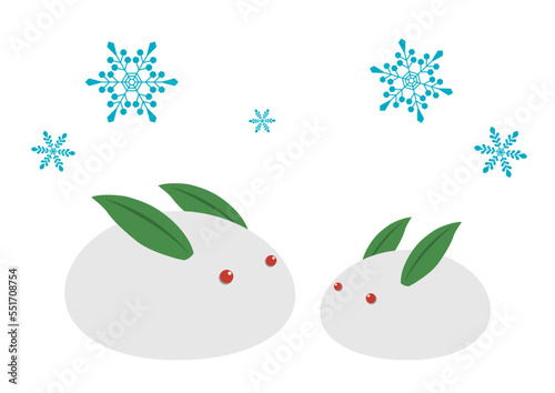 雪兎のイラスト_白