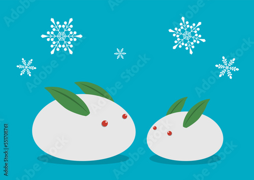 雪兎のイラスト_青