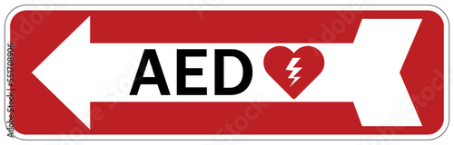 Automated external defibrilator AED emergency aid cpr hearth sign and label