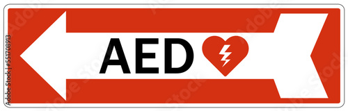 Automated external defibrilator AED emergency aid cpr hearth sign and label