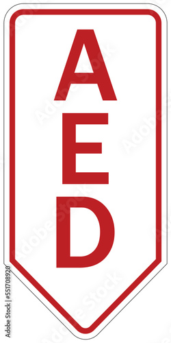 Automated external defibrilator AED emergency aid cpr hearth sign and label
