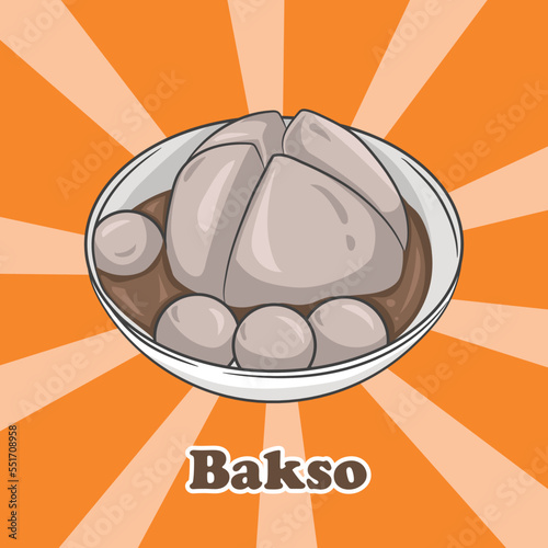 Asian food Illustration of meatball, Bakso in Indonesia