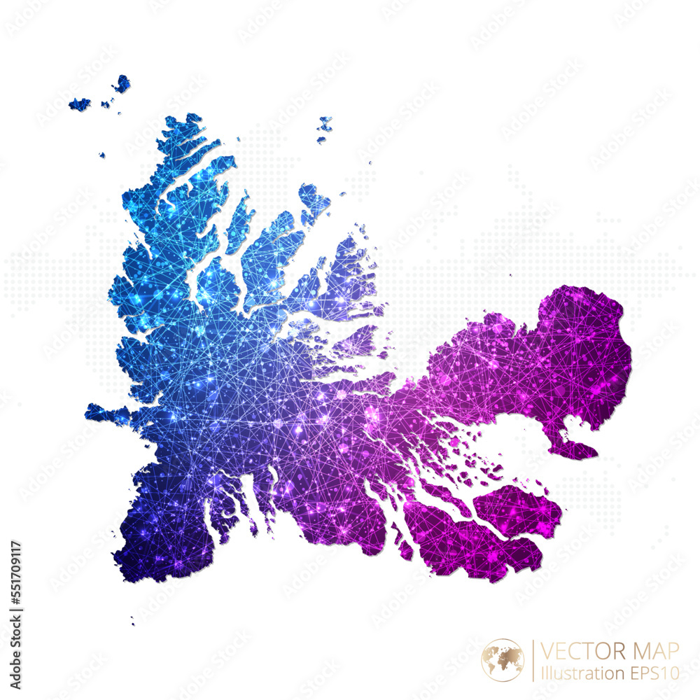 French Southern and Antarctic Lands map in geometric wireframe blue with purple polygonal style gradient graphic on white background. Vector Illustration Eps10.