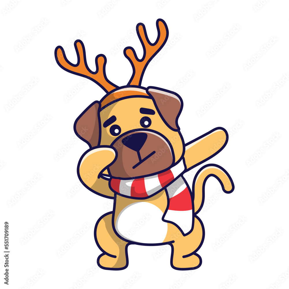 Fototapeta premium Cute Christmas dog in Christmas costume illustration vector
