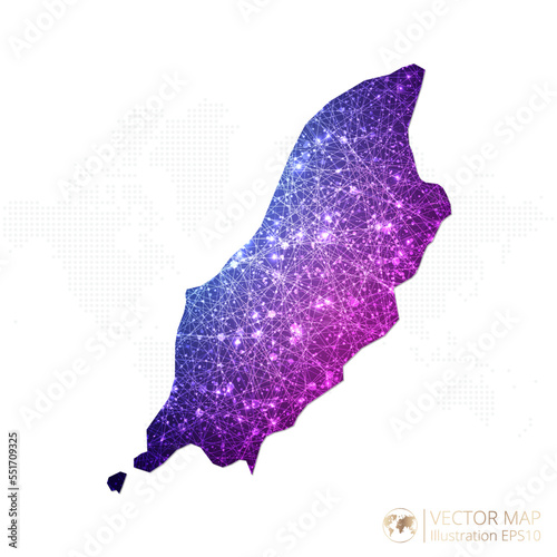 Isle of Man map in geometric wireframe blue with purple polygonal style gradient graphic on white background. Vector Illustration Eps10.