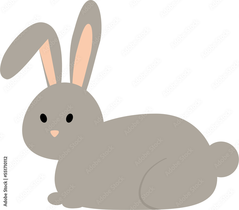 Fototapeta premium Grey rabbit cartoon. Bunny illustration. Flat design.