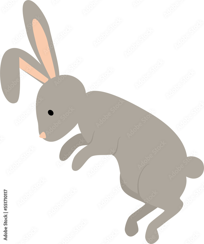 Grey rabbit cartoon. Bunny illustration. Flat design. Grey rabbit cartoon. Bunny illustration. Flat design.