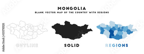 Mongolia map. Borders of Mongolia for your infographic. Vector country shape. Vector illustration.