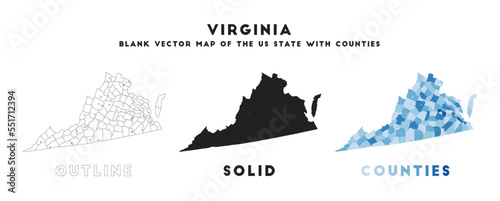 Virginia map. Borders of Virginia for your infographic. Vector us state shape. Vector illustration. photo