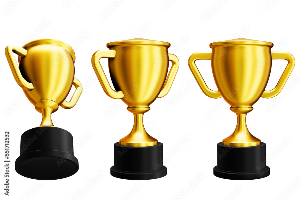 Set of golden trophy 3d illustration isolated on white background Set of golden trophy 3d illustration isolated on white background