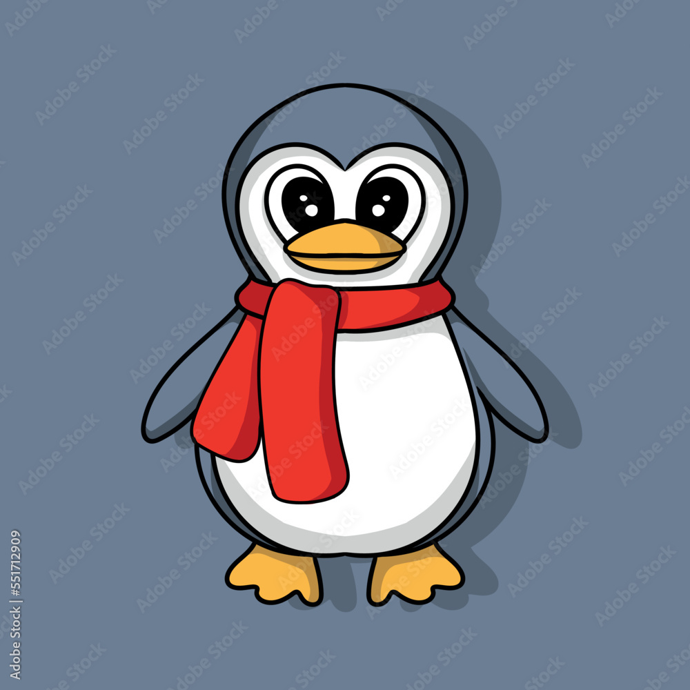 Obraz premium illustration art cute cartoon penguin with scraft character design