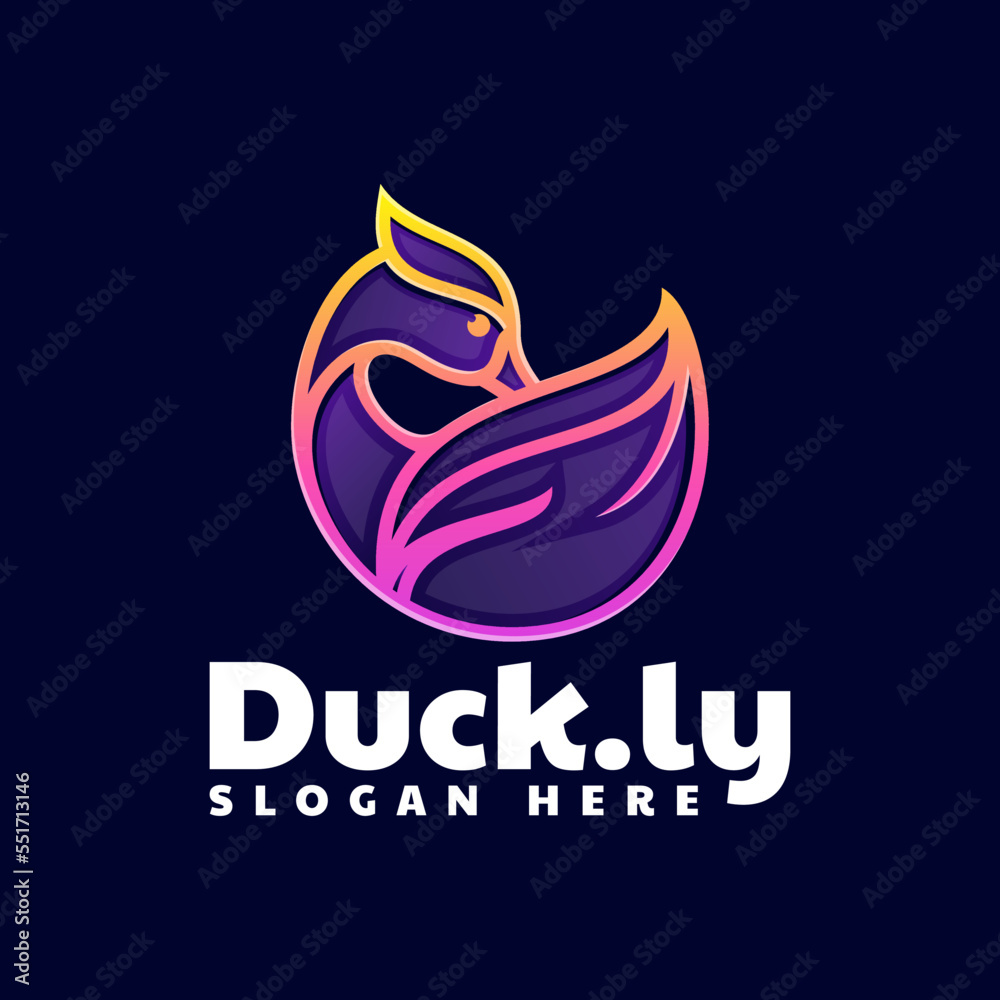 Vector Logo Illustration Blue Duck Gradient Line Art Style Vector Logo Illustration Blue Duck Gradient Line Art Style