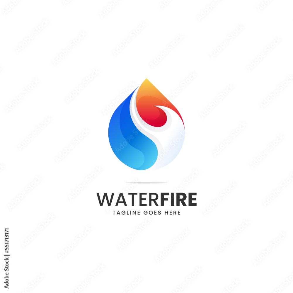 Fototapeta premium Vector Logo Illustration Water Fire Gradient Colorful Style.