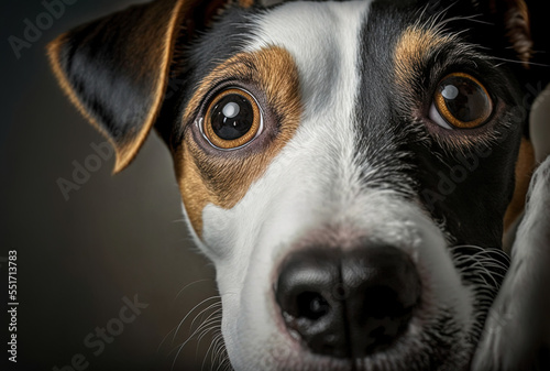 Canine staring at camera with curiosity. Generative AI