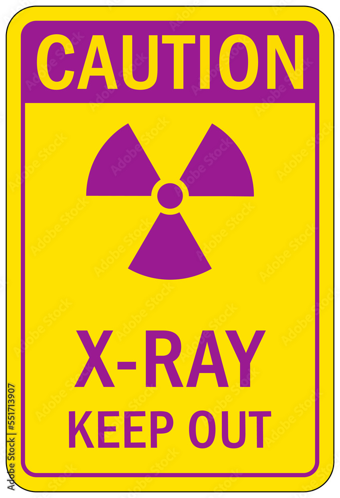 Obraz premium Radiation warning sign and labels x ray keep out