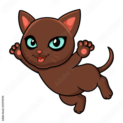 Cute havana brown cat cartoon flying