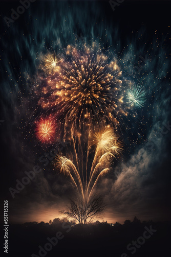 Spectacular Colourful New Year Fireworks photo