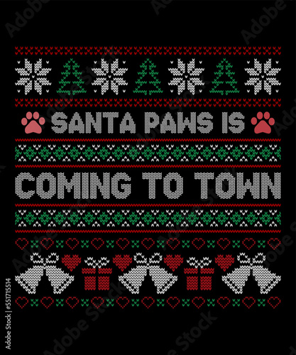 Santa Paws is Coming To Town Christmas Design