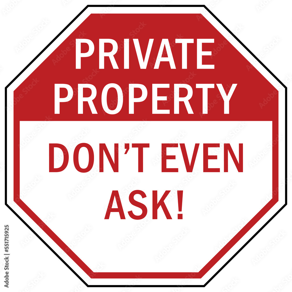 stop sign and labels private property on trespassing, authorized personnel only, do not enter, under security system