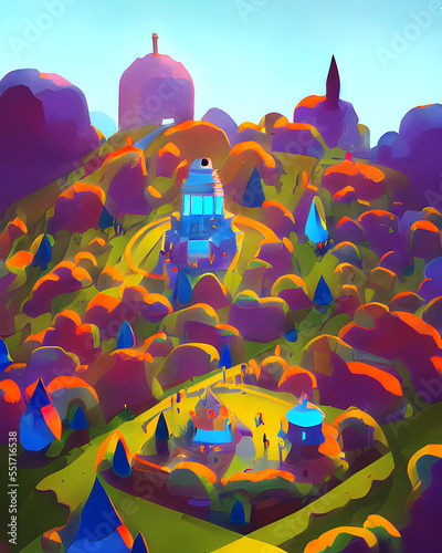 Vast Garden Maze Hills - Magical Landscape Art
