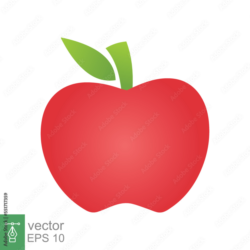Red apple icon. Simple flat style. Fresh apple fruit with leaves, green leaf, glossy, food concept. Vector illustration isolated on white background. EPS 10. Red apple icon. Simple flat style. Fresh apple fruit with leaves, green leaf, glossy, food concept. Vector illustration isolated on white background. EPS 10.