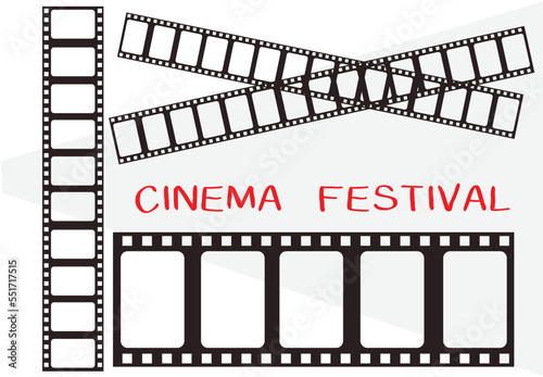 Videotape, Cinema template. Camcorder, line videotape. Movie festival background