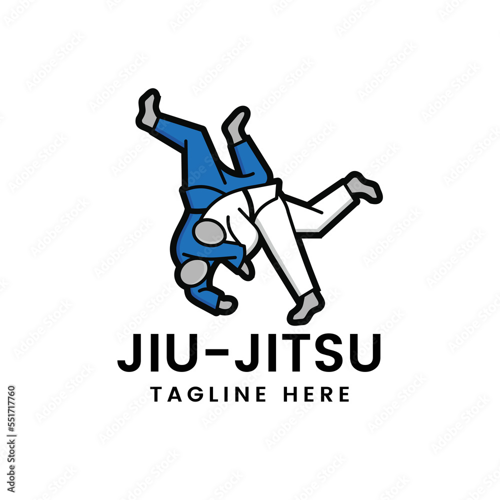 Martial art  Brazilian Jiu- Jitsu Judo logo sport symbol illustration Vector 