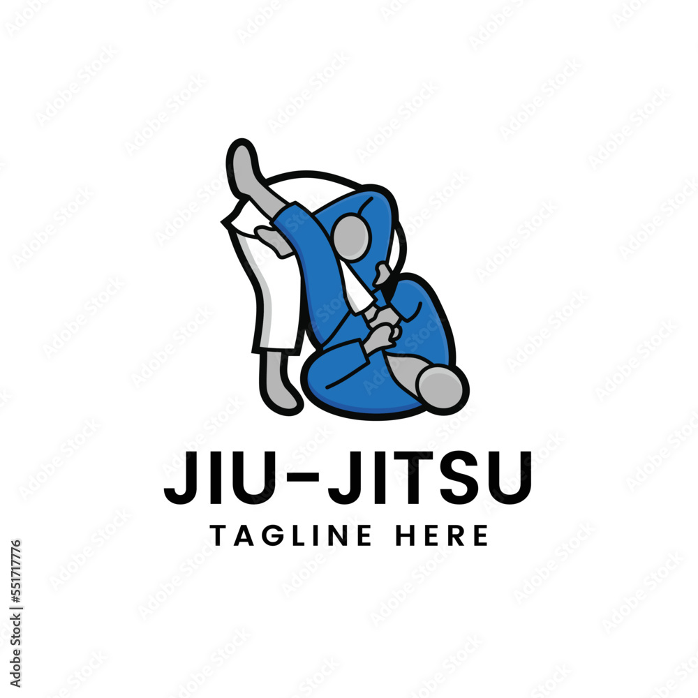 Martial art Brazilian Jiu- Jitsu Judo logo sport symbol illustration Vector