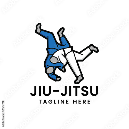 Martial art  Brazilian Jiu- Jitsu Judo logo sport symbol illustration Vector 