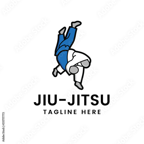Martial art Brazilian Jiu- Jitsu Judo logo sport symbol illustration Vector 
