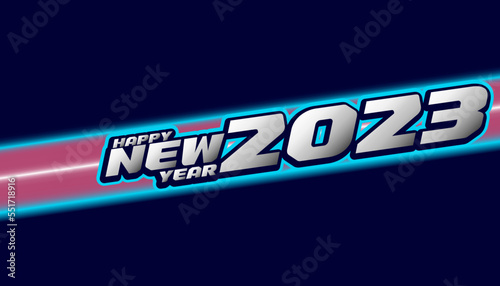 Happy new year 2023 text background Vector illustration.