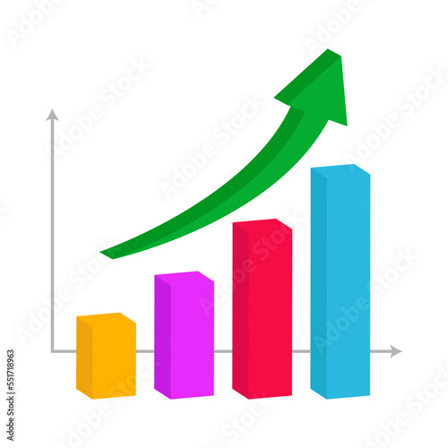 Free Download colorful bar chart with upward arrow isolated on white background - GFXLoad