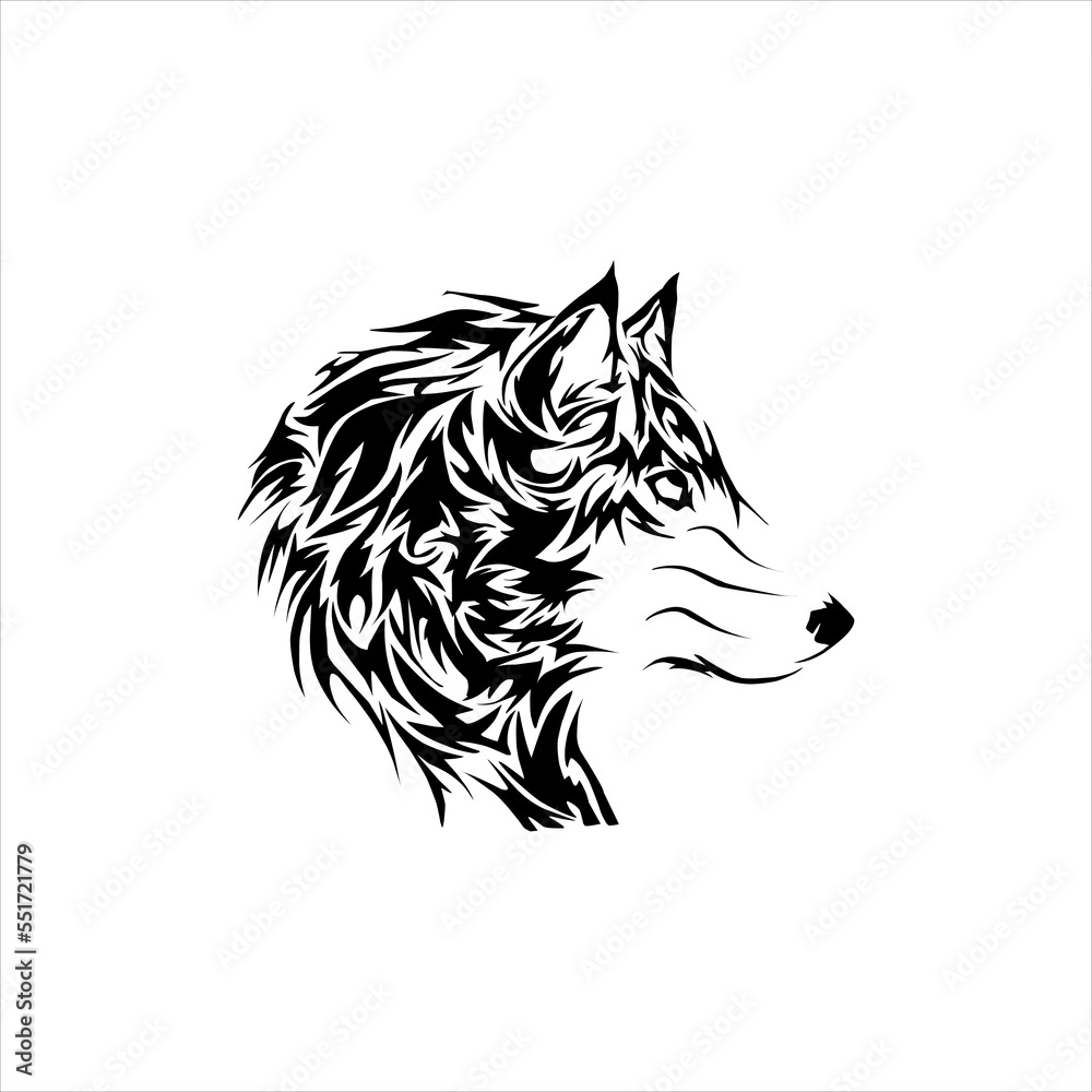 Head of a wolf. Styling the head for your t shirt design. Vector illustration, isolated objects. Head of a wolf. Styling the head for your t shirt design. Vector illustration, isolated objects.