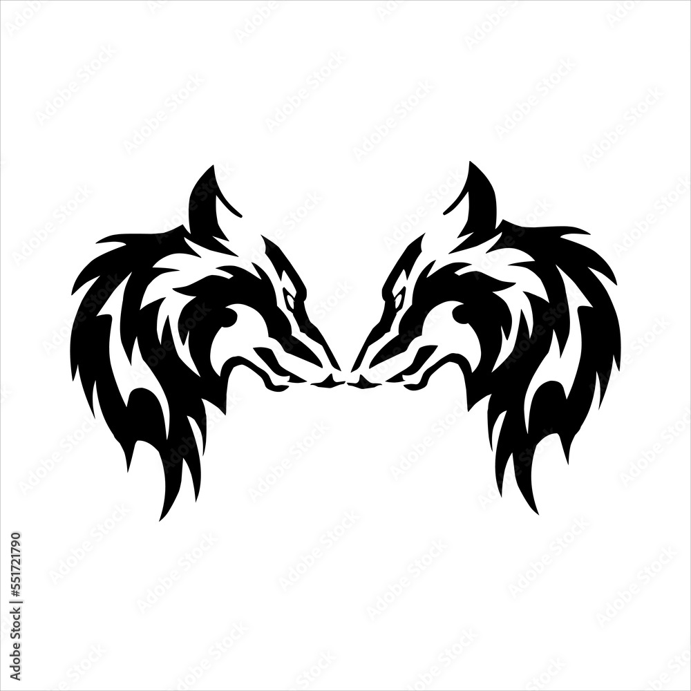 Obraz premium Head of a wolf. Styling the head for your t shirt design. Vector illustration, isolated objects.
