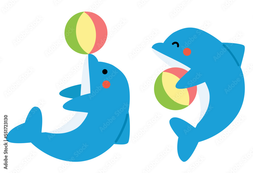 Obraz premium かわいいイルカの全身イラスト